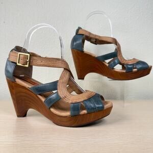 Miz Mooz Blue and Tan Sandals